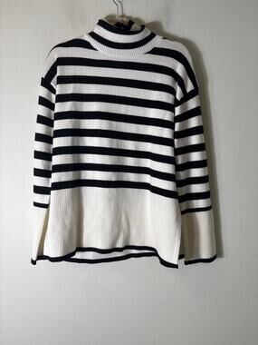 No Brand Black and White Stripe Turtleneck Sweater Sz L